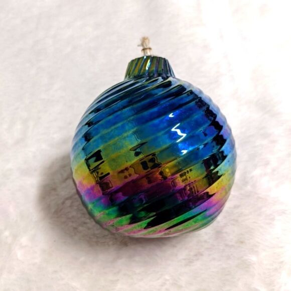 Vintage 1980's Artisan "Glass Eye Studio" Beautiful Iridescent Oil Fille… - Picture 3 of 9